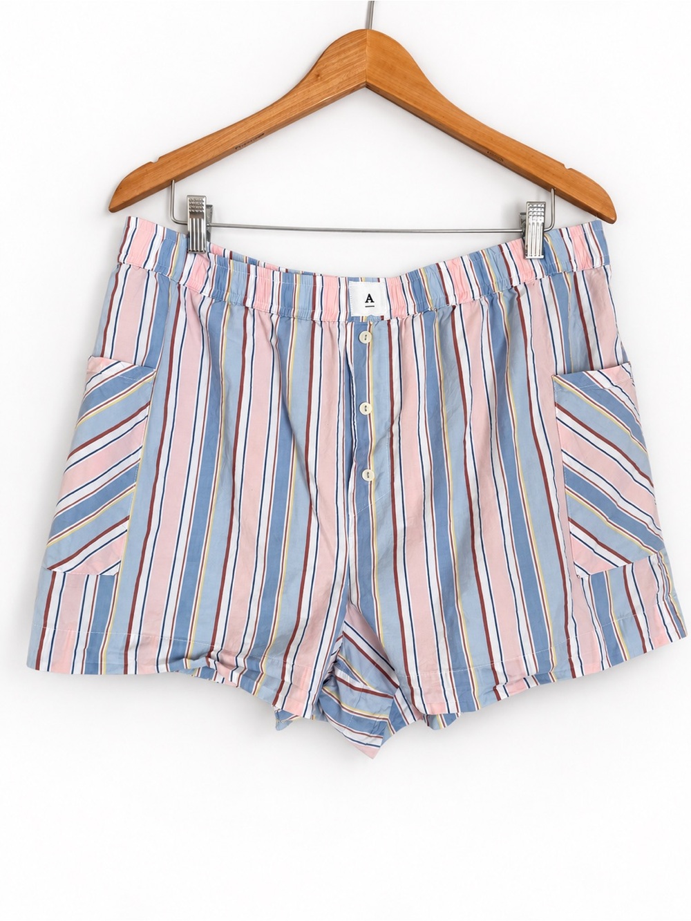 Anthropologie XL stripe pastel side pockets pajama cotton side pocket shorts